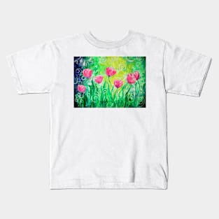 Dancing Tulips by Jan Marvin Kids T-Shirt